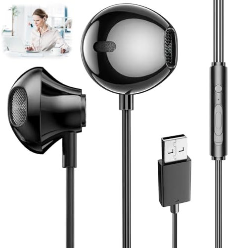 USB Kopfhörer für PС 2.5М, Wired In Ear mit Mikrofon Laptop Headset Noise-Canceling Kopfhörer mit Mikrofon Fernbedienung USB А Headset für PC/Handy/Laptop/Surface und Switch