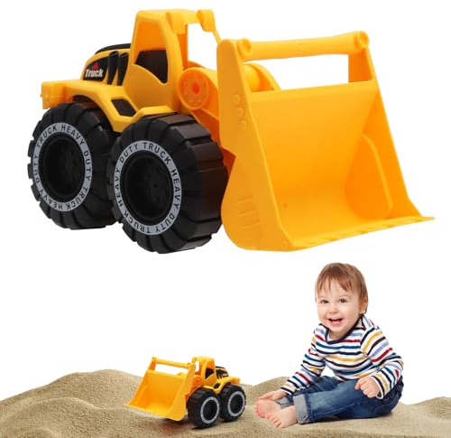 VOSSOT Sandspielzeug Bagger Sandkasten, Freilauf Radlader, Baustellenfahrzeug Bulldozer Sandspielzeug Auto Reifen Strand Spielzeug Softmaterial Sandspielzeugs ab 1-5 Jahr Mädchen Junge Sommerspielzeug