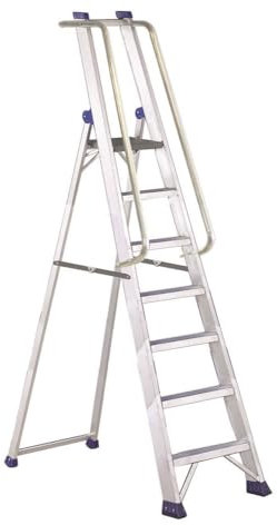 Svelt Scala Professionale in Alluminio Rinforzato – 7 Gradini, Piattaforma Antiscivolo, Corrimani e Parapetto – Altezza di Lavoro fino a 366 cm – Norma D.Lgs. 81/08 e UNIEN131