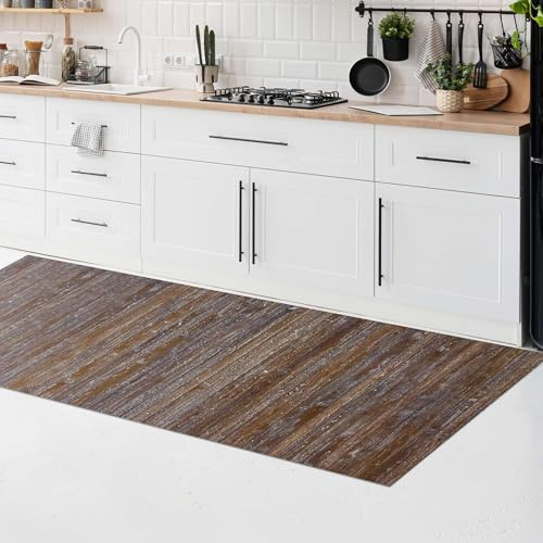 CosìCasa Badematte Holz & Bambus Badematte mit Anti-Rutsch Rückendeckung, Feuchtigkeitsresistenter Bambus Läufer & Bambusmatte für Bad, & Küche, Alte Schokolade, 50x120