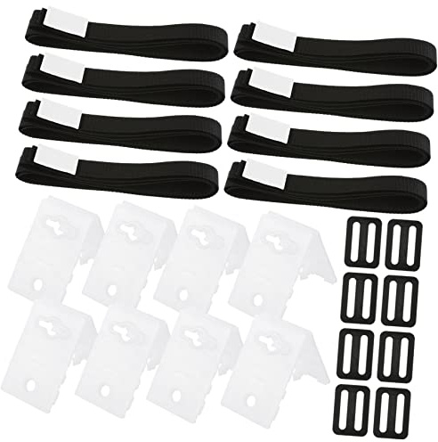 PartyKindom Kit de Sangles Nylon avec Boucles et Plaques pour Enrouleur Couverture Solaire Piscine Fixation Facile et Résistante pour Système de Sol