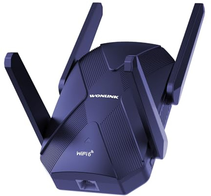 WONLINK WLAN Verstärker-WLAN Repeater 1500 Mbit/s WiFi 6 Dual-Band mit 4 Antennen, 1x LAN/WAN Port, WPS, MU-MIMO, WPA3, Repeater/Router/AP Modus, Multi-Device Kompatibel, Signal-LEDs für Zuhause&Büro