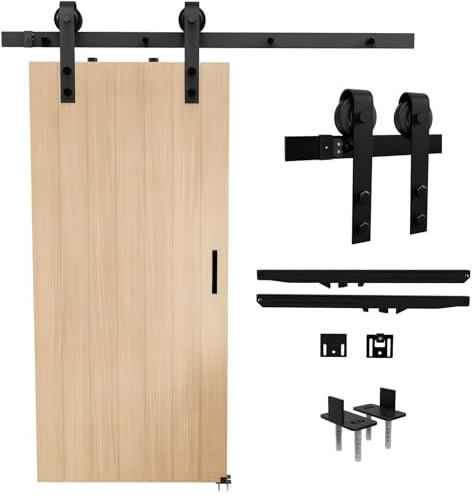 ZENIX 367 cm Schiebetür-Set mit Anti-Quetsch Soft-Close | Ultra-leises, bohrfreies Einzeltür-System für 183 cm Öffnungen | Einfach zu demontieren