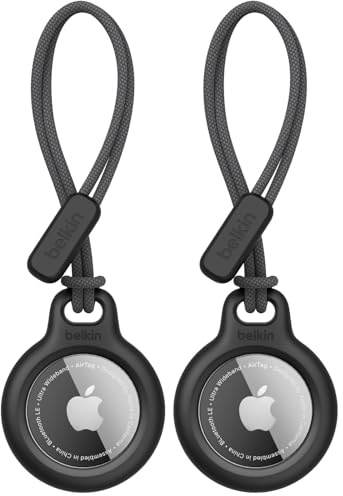 Belkin Custodia per AirTag con laccetto (Secure Holder, guscio protettivo antigraffio per Air Tag) – Nero (Confezione da 2)