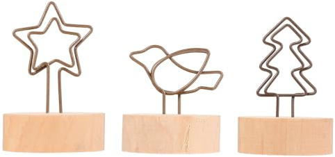 ifundom 15 Stück Memo Klammern aus Metall mit Holzfuß Wiederverwendbare Fotohalter in Baum Stern und Vogel Form zur Dekoration für Namenskarten bei Abschlussfeiern