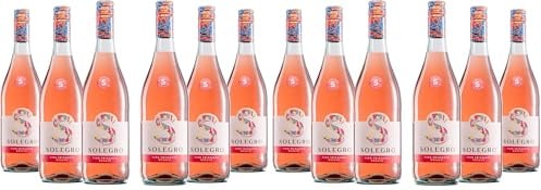 Solegro Vino Rosato Frizzante, Fresco e Armonico con Aromi Fruttati di Pesca Gialla, 10,5% vol, Confezione con 6 Bottiglie da 750 ml (Confezione da 2)