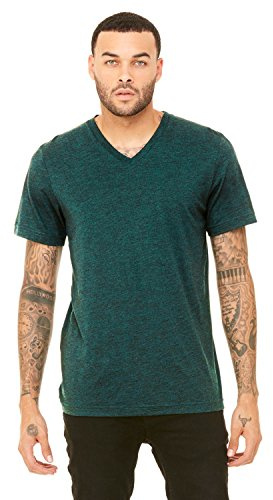 Unisex Triblend Short-Sleeve V-Neck T-Shirt - EMERALD TRIBLEND - L