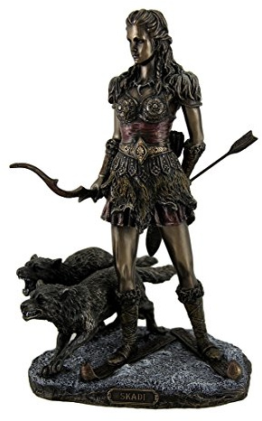 Veronese Design Skadi Skadi Skigöttin des Winters und der Berge mit Wölfen Statue