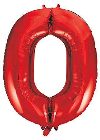 Red Number 0 Shaped Large Foil Balloon (86cm) 1 Piece - Perfect for Birthday Parties and Special Events