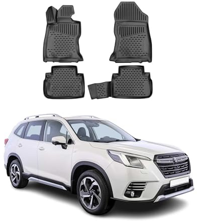 OMAC Fußmatten für Subaru Forester 2013-2018 TPE 4tlg Schwarz | Gummimatten, Automatten, Allwetter, fahrzeugspezifisches Produkt, Antirutsch, 3D-Passform, wasserdicht