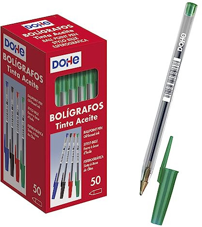 Dohe - Caja de bolígrafos con capucha - 1,0 mm - 50 uds - Verde