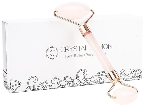 Rouleau de jade naturel pour le visage - Traitement des rides du vieillissement, des poches pour le massage de la peau du visage - Pierre de jade de qualité supérieure, par Crystal Lemon (quartz rose)