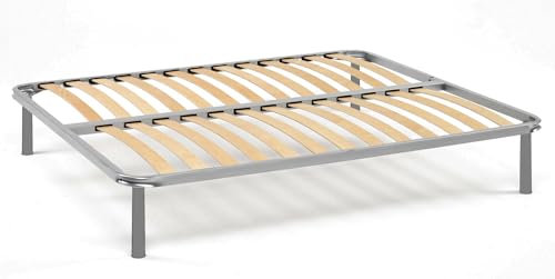 Talamo Italia - Orthopädisches Doppelbett Lattenrost Amelie, orthopädisches Untergestell aus Birkensperrholz mit 14 Lattenrosten, 100 % Made in Italy, 120 x 200 x 34 cm