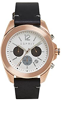 ESPRIT Edelstahl-Uhr mit Leder-Armband