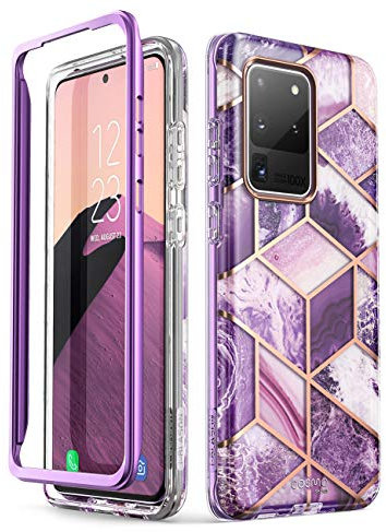 i-Blason Schutzhülle für Samsung Galaxy S20 Ultra, glänzend, Glitzer, Bumper, ohne integrierten Displayschutz [Cosmo-Serie] für Samsung Galaxy S20 Ultra 5G 6,9 Zoll 2020 (Violett)