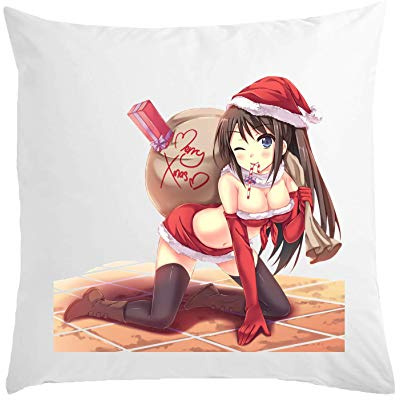 Merry Xmas Christmas Holiday Anime Cute Japan Girl Weißes Kissen 40x40cm