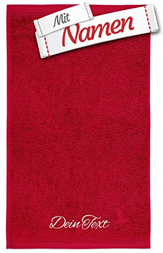 möve Superwuschel Saunatuch mit Namen Bestickt, 80x200 Ruby Rot Baumwolle, Personalisiert bestickte Saunatücher zum Baden, Frottee Saunatuch besticken Lassen