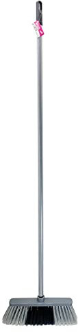 Sweeping Brush Indoor Broom - Stylish Grey Kitchen Broom | Ideal for Household Cleaning | 28cm Soft Bristle Brush Head with 115cm Long Screw-Fit Metal Handle for Comfortable Use