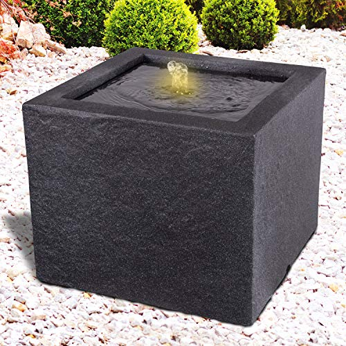 Fontaine de Jardin décorative - Fontaine d'intérieur - 230 V - pour Jardin, étang de Jardin, terrasse, Balcon - Très décorative (Basalte Moderne avec lumière LED)