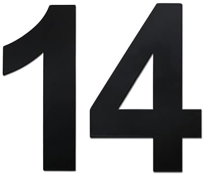 nanlyiau 2pc 3in Mailbox Numbers House Number Door number Stainless Steel House Numbers Adhesive number Made of solid 304 Stainless Steel silvery(black 3in number 14)