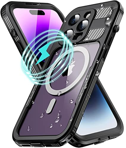 WIFORT for iPhone 14 Pro Max Waterproof Case, Shockproof Dustproof Heavy Duty Cover with Build-in Screen Protector, Compatible with MagSafe, 360 Full Body Protection - 6.7”, Black