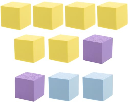 SEWACC Bastelwürfel 10 Stück Schaumstoffwürfel 5 cm Bunte Würfelbausteine Bastelwürfel zum Basteln mit Grafischen Nähten () Würfelblock
