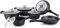 Set di pentole royalty line in ceramica, effetto marmo, 10 pezzi, colore: nero