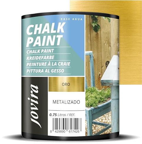 JOVIRA PINTURAS Pintura Tiza - Chalk Paint al Agua Mate. Renueva tus muebles con creatividad. (750 Mililitros, Oro) B-27