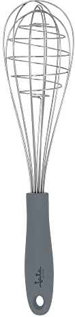 Jata HACC4301 - Batidor de varillas manual de Silicona, Mango de Acero Inoxidable, Apta para lavavajillas, Soporta hasta 250ºC, Se puede colgar, Higiénico y saludable