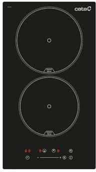 Cata Placa de Inducción ISB 3102 BK 2 Zonas de cocción Control táctil Deslizante con avisador acústico 9 Niveles de Potencia Regulables + Booster Función Temporizador Ancho 29 cm Color Negro