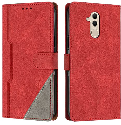 Radoo Cover per Huawei Mate 20 Lite, Custodia in PU Pelle Portafoglio Flip Chiusura Magnetica Antiurto Funzione Scomparti, con Slot Schede Supporto Pieghevole per Huawei Mate 20 Lite (Rosso)