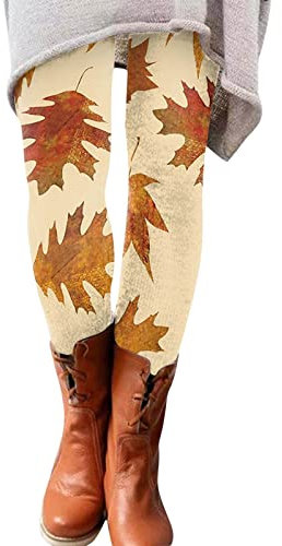 Unbekannt Rucksack Freizeit Teenager Frauen Halloween Print Leggings Elastische Leggings Lässige Hosen Stiefel Hosen Damen Kurze Leggings Set Damenhose Schwarz Elegant Kurzgröße (1-Beige, L)