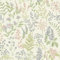 Cream Pink Floral Sprig Wallpaper - Green Natural Flower Botanical, Modern Contemporary Feature Wall