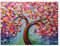 JOSUE Arbre De Vie Tableau Salon En Toile, Paysages ColoréS Rose, rouge Poster décoration esthétique classique imprimés d'art mural chambre à coucher ferme -75x115cm Sans cadre