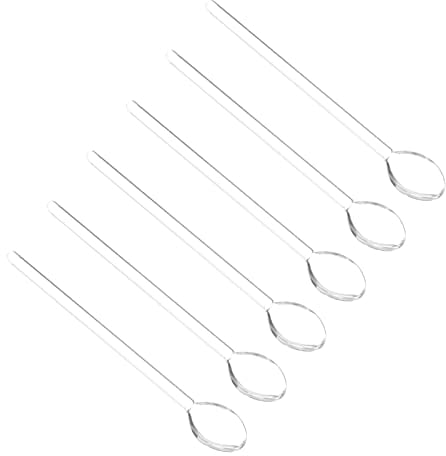 Kichvoe 6pcs Glass Mixing Spoon Long Handle Dessert Spoon Non-Slip for Soup Dessert Coffee