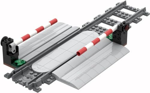 City Train Tracks Railroad Crossing Building Set, Train Tracks Railroad Accessories with Railroad Crossing, Compatible with Major Brands (C)