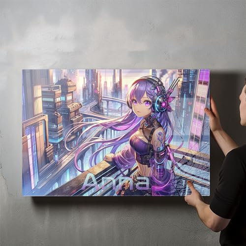 timalo® Gaming Wandbild Acryl personalisiertes Gamer Bild mit Namen aus Acrylglas - Glasbild gaming zone für die Wand Jugendzimmer Acrylglasbild Acrylbild Glas | 120x60cm Anime Mädchen