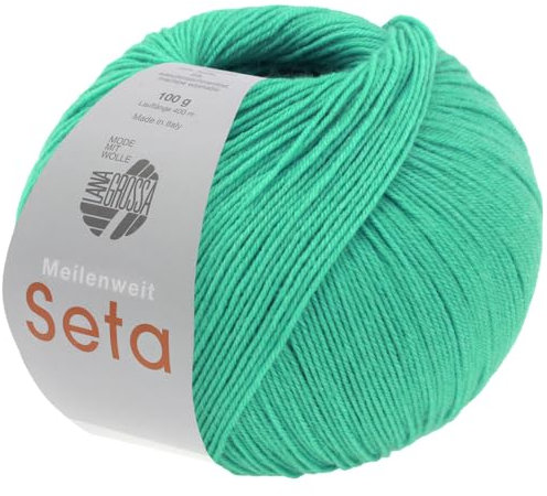 LANA GROSSA Meilenweit Seta | Sockengarn mit Seidenanteil, waschmaschinenfest | Handstrickgarn 55% Schurwolle (Merino), Polyamid, & Seide | 100g Wolle zum Stricken & Häkeln | 400m Garn FB41