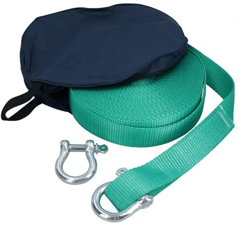 Long 20m Recovery Strap Tow Rope & Two Shackles 8T Storage Bag 4x4 Off Road