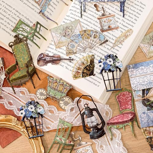 Scrapbook Accessories Stickers 30 Pcs Vintage Scrapbooking Supplies, Aesthetic Retro Journaling Supplies Kit, Stickers for Planner Junk Journal Scrapbook Paper Laptop(Baroque Style 5)