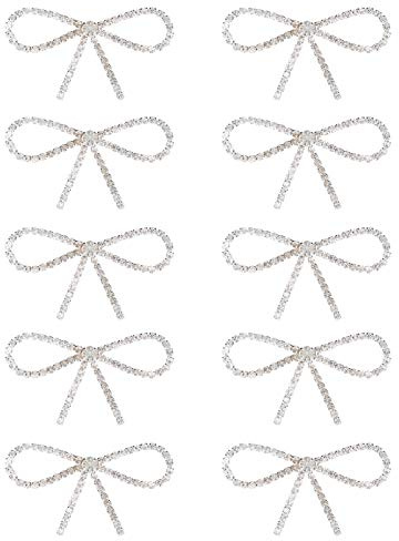 Silberne Broschen Für Damen Große Schleifenbrosche Mit Strassbesatz Hochwertiges Glänzendes Design Für Kleid Anzug Haarschmuck 10 Stück Im Set