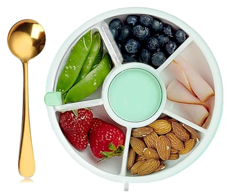 Snack Spinner, Snack Spinner Snackbox Kinder, Box Snack SpinnerTransparenter Tragbarer Melonenkern-Süßigkeits-Snackbehälter mit Deckel, Kommt mit 1 Goldenen Löffel (Grün)