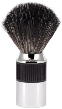 MÜHLE NEO Rasierpinsel - Rasurpinsel aus Black Fibre - verchromtes Metall und Gummigrip-Griff - vegan - Schwarz