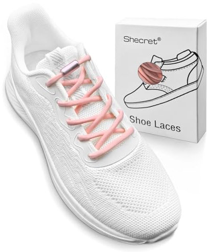 Shecret 2 Paia Lacci Elastici per Scarpe, Lacci Elastici Senza Allacciatura con Chiusura in Metallo, No Tie Lacci in Elastica per Scarpe da Ginnastica, Scarpe da Corsa, Bambini e Adulti(Rosa)