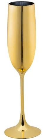 Boland - Bicchiere da champagne in plastica oro, flute da 125 ml, elegante e riutilizzabile per party o feste in giardino