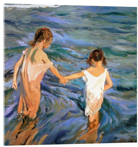 Posterlounge Kinder im Meer Acrylglasbild von Joaquín Sorolla y Bastida 20 x 20 cm Blau Wandbilder Wanddeko