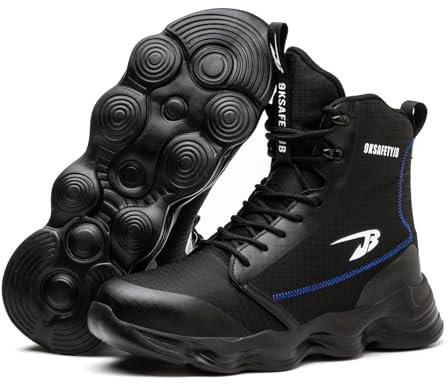 USOR Safety Boots Steel Toe Cap Safety Shoe for Men Women Resistant Lightweight Work Sneakers Comfortable Puncture Resistant Work Boots for Industrial Construction Black40