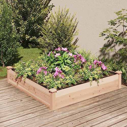 ShGaxin Hochbeet mit Einsatz 120x120x25 cm Massivholz Tanne, Palettenrahmen, Hochteich, Gemüsebeet, Kräuterregal Balkon, Blumenbeet, Kräuterspirale, Tomatenbeet, Pflanzhochbeet - 364292