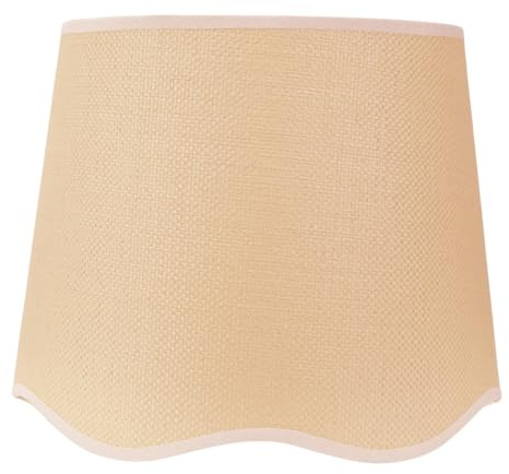 ValueLights | Large Easy Fit Natural Scallop Light Shade with White Trim Bedroom Hallway Lampshade | Shades, Home Décor & Improvement Essential | Included LED Bulb | 350mm Shade Width