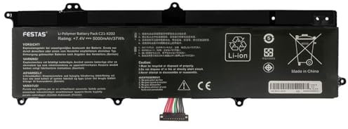 FESTAS C21-X202 Batterie Compatible avec ASUS VivoBook Q200 Q200E S200 S200E X201 X201E X202 X202E Series S200E-CT209H S200E-CT243H X202E-DH31T X201E-KX096H Ordinateur PC Portable
